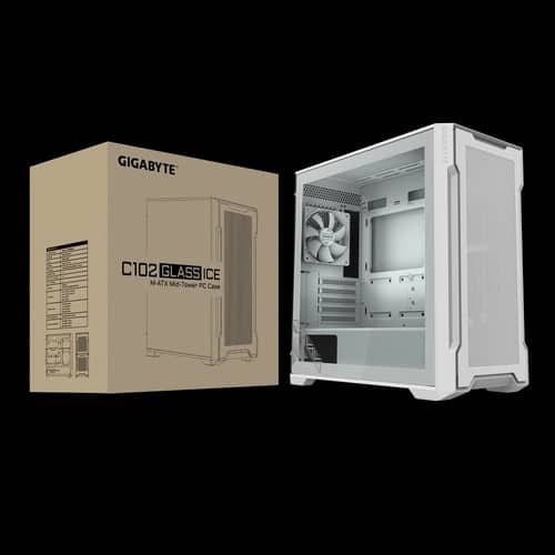 Gabinete GIGABYTE C102 GLASS ICE BLANCO Mid Tower S/Fuente