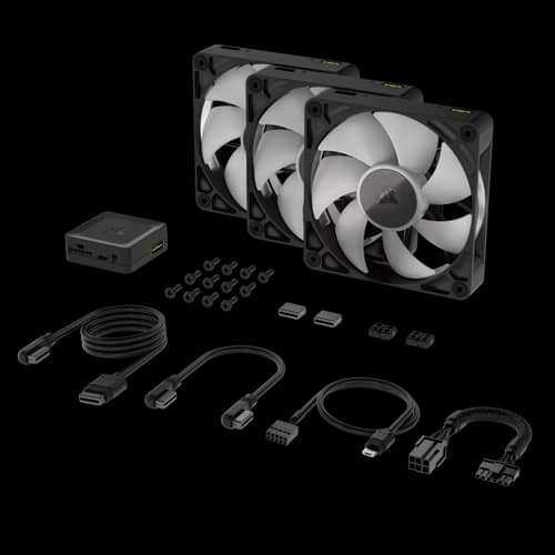 Kit de inicio de ventiladores CORSAIR iCUE LINK RX120 RGB 120 mm X3 negro