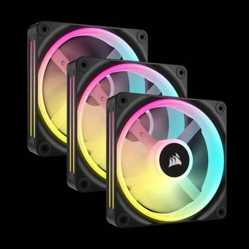 Kit de ventiladores CORSAIR PWM de 120 mm QX120 RGB x3 negro con iCUE Link