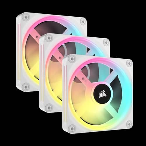 Kit de ventiladores CORSAIR PWM de 120 mm QX120 RGB x3 blanco con iCUE Link