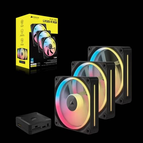 Kit de ventiladores CORSAIR flujo reversible iCUE LINK LX120-R RGB de 120 mm x3 negro