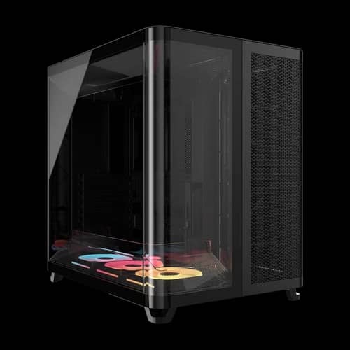 Gabinete CORSAIR semitorre de triple cámara AIR 5400 LX-R RGB iCUE LINK negro