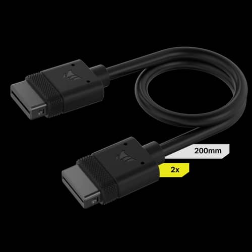 Cable CORSAIR iCUE LINK 2x 200mm con conector derecho negro