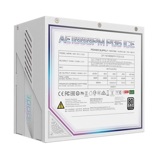 Fuente AORUS ELITE P1000W 80  Platinum Modular PCIe 5.0 PG5 ICE