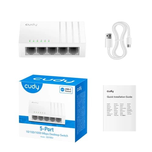 Switch Cudy 5 puertos Gigabit - Split USB-C