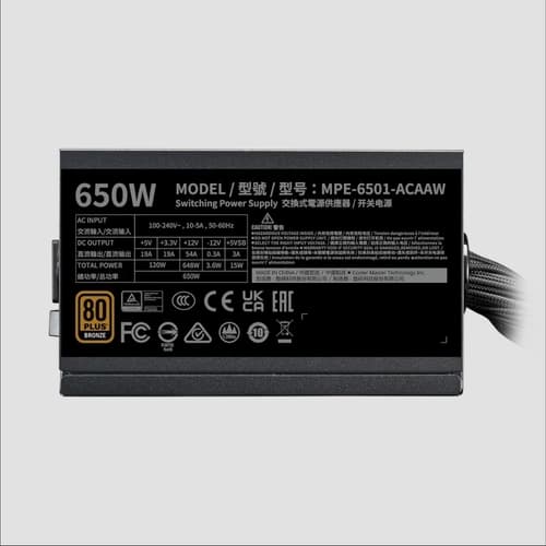 Fuente Cooler Master MWE Bronze 650 V3 80 Plus