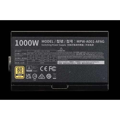 Fuente Cooler Master Elite Gold 1000 Full Modular A/AR Cord