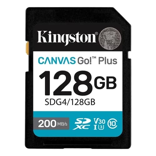 Tarjeta de Memoria KINGSTON Canvas Go Plus SDXC 128GB Gen4 C10 UHS-I U3 V30 200MB/s