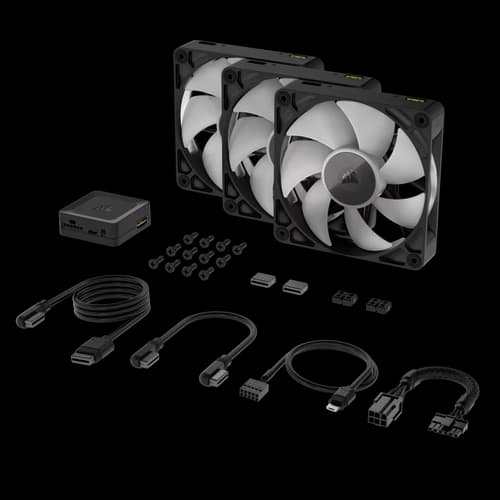 Kit de inicio de ventiladores CORSAIR iCUE LINK RX120 RGB 120 mm X3 negro