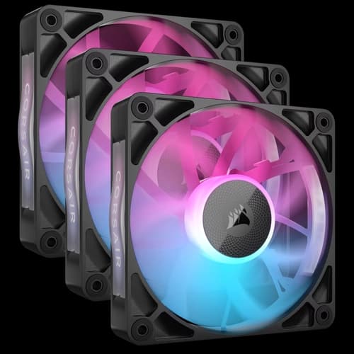 Kit de inicio de ventiladores CORSAIR iCUE LINK RX120 RGB 120 mm X3 negro