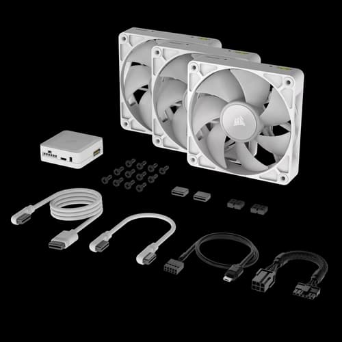 Kit de inicio de ventiladores CORSAIR iCUE LINK RX120 RGB 120 mm X3 blanco