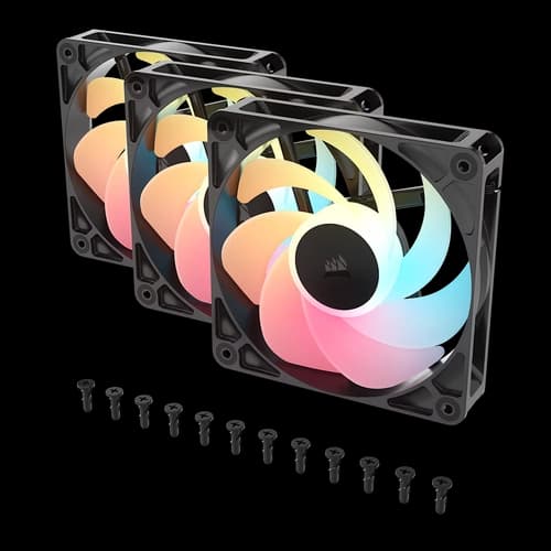 Kit de ventiladores CORSAIR flujo invertido RS120-R ARGB de 120 mm x3 negro