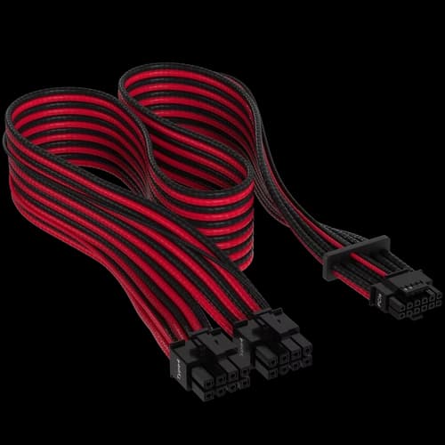 Cable con fundas individuales PCIe Gen 5 12V-2x6 de 600 W y 12 4 patillas con funda individual, Type 4, ROJO/NEGRO