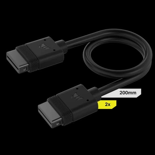 Cable CORSAIR iCUE LINK 2x 200mm con conector derecho negro